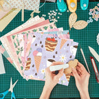 48 Sheets 24 Designs Scrapbook Paper Pad, 6"×6" Single-Sided Decopodge Craft Cardstock Paper,Scrapbooking DIY Decorative Background Cardmaking Supplies.Cactus&Cartoon