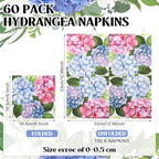 60 Pcs Hydrangea Cocktail Paper Napkins 6.5 x 6.5 Inches Disposable Paper Napkins Dessert Beverage Napkin for Decoupage Luncheon Napkin for Party Wedding Birthday Party
