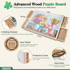 ALL4JIG 2000 Pieces 2-in-1 Tilting & Rotating Puzzle Board, 40.16" x 28.5"Adjustable Angle Puzzle Board with 4 Drawers & Clear Protective Cover, Birthday Gift for mom