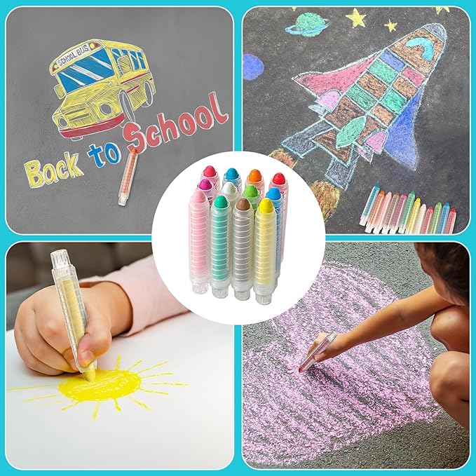 48 Pcs Dustless Chalk Colored twistable Chalk for Blackboard Doodling, Drawing, Writing, Colour Mixture