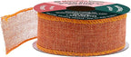Mandala Crafts Orange Burlap Wired Ribbon 1.5 Inches Wide Jute Ribbons for Crafts - 10 Yds Roll Rustic Burlap Wrap Trim Ribbons for Wreaths Bows Party Decoration