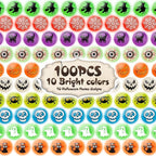 SpringFlower 100 Pcs Glow in The Dark Bouncing Balls,Halloween Party Favors Supplies, Trick or Treating Goodie Bag Filler，School Classroom Game Rewards, 10 Assorted Halloween Theme Designs