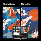 ARTISTRO Metallic Watercolor Paints Set of 18, Palette set Including 12 Metallic Glitter Watercolor and 6 Chameleon Colors. Perfect Travel Watercolor Set for Artists, Amateur Hobbyists and Painting Lovers