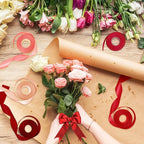 1-1/2 Inch Red Satin Ribbons for Crafts, 6 Rolls Single-Faced Red Assorted Ribbons for Gift Wrapping Flower Bouquet Wedding Invitations Bridal Shower Hair Bows Garland Party Decor