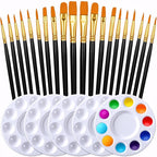 Halloween Paint Brushes Palettes Set by DUGATO, 2 Packs/20pcs Round Pointed Tip Nylon Hair Brushes with 5 Paint Trays for Acrylic Watercolor Oil Gouache Tempera and Body Painting (Black)