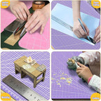 5 PCS Self Healing Cutting Mat 12" x 18": Sewing Rotary Cutting Mat for Crafts and Fabric Sewing Scrapbooking Quilting and Precision Cutting Purple & Pink Design (5, Purple & Pink)