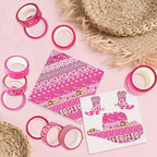12 Rolls Western Washi Tape, Pink Wild West Masking Tapes, Western Cowboy Cowgirl Decorative Paper Stickers for Scrapbook Journal DIY Art Crafts Wrapping Birthday Party Supplies 16.4FT