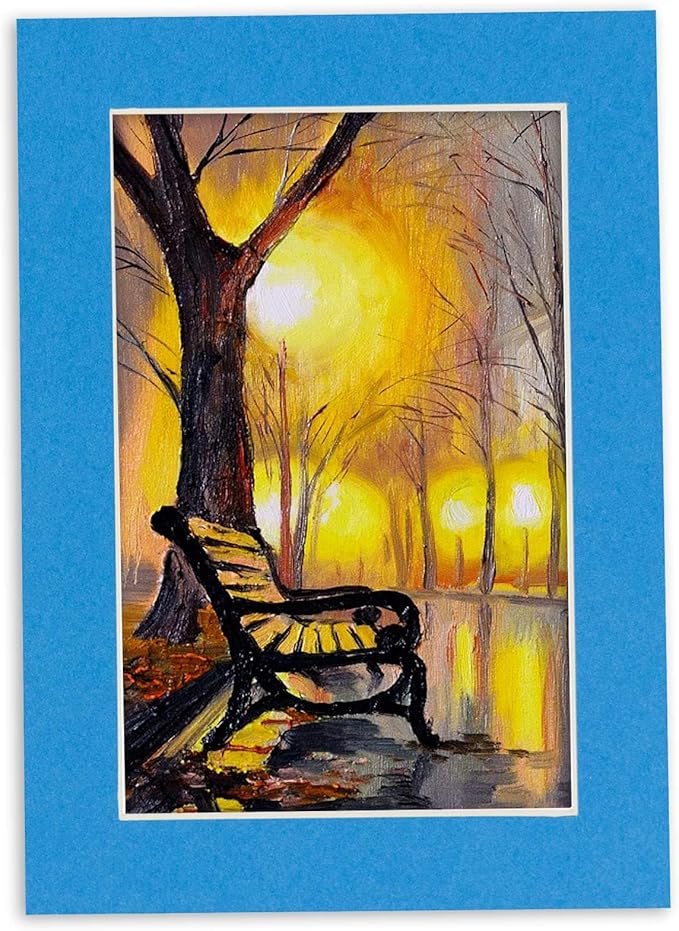 5x7 Mat for 8.5x11 Frame - Precut Mat Board Acid-Free Show Kit with Backing Board, and Clear Bags Bay Blue 5x7 Photo Matte Made to Fit a 8.5x11 Picture Frame Matboard for Framing, Pack of 100 Mats