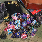 CiaraQ DND Dice Set, Double-Colors Polyhedral Dice (42 Pieces) with 6 Pattern Bags and PU Leather Tray for Dungeons Dragons D&D RPG MTG Table Games