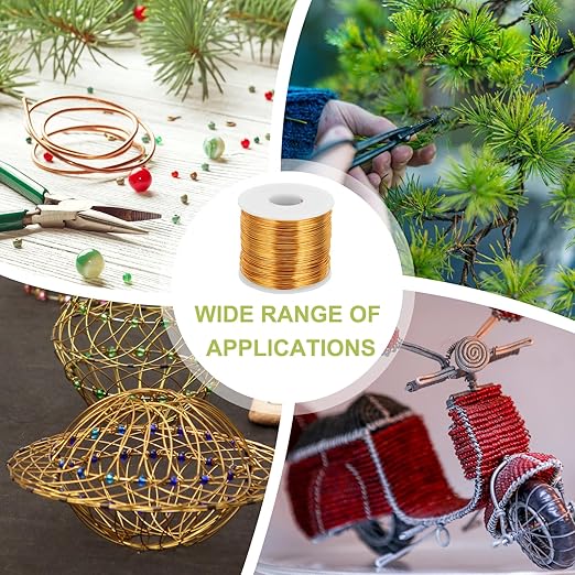 MECCANIXITY 20 Gauge Anodized Aluminum Craft Wire Bendable Bonsai Training Wire 771 Feet 0.8mm for Sculpting Crafts Wreath Floral Beading Jewelry Making, Yellow