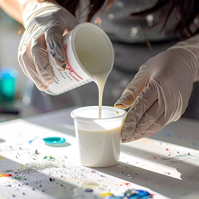 TCP Global Complete Paint Mixing Kit - 12 Cups with Lids, Mixing Sticks, Paddles, Strainers - Epoxy Resin Measuring Cups, Plastic Paint Cup Containers for Automotive & Art Projects