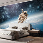 wall26 Wall Sticker/Wall Mural an Astronaut Floating About Planet Earth, Not Peel and Stick, Non-Woven Wallpaper Decorative for Bedroom, Living Room,Office - 132x120 inches
