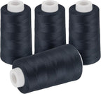 4 Pack Navy Blue Thread, 3000 Yards Denim Thread for Jeans, Polyester Sewing for Serger&Overlock, Quilting, Piecing, Sewing Machine