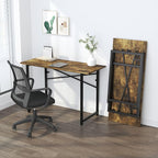 47 inch Folding Computer Desk, Writing Gaming Computer Camping Table, No Assembly Required Home Office Desk, Rustic Brown