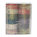12 Rolls Charming Washi Tape Set Gold Silver Foil Detailing Arts Adhesive Tapes Basic Patterns Decorative Masking Tape Sets for Craft, Kids, Scrapbook, DIY, Gift Wrapping (Golden Galaxy)