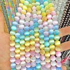 60PCS 6MM Natural Stone Colorful Selenite Gypsum Beads Round Loose Beads for Jewelry Making DIY Bracelet Necklace Accessories 15" Energy Healing Power Stone Beads