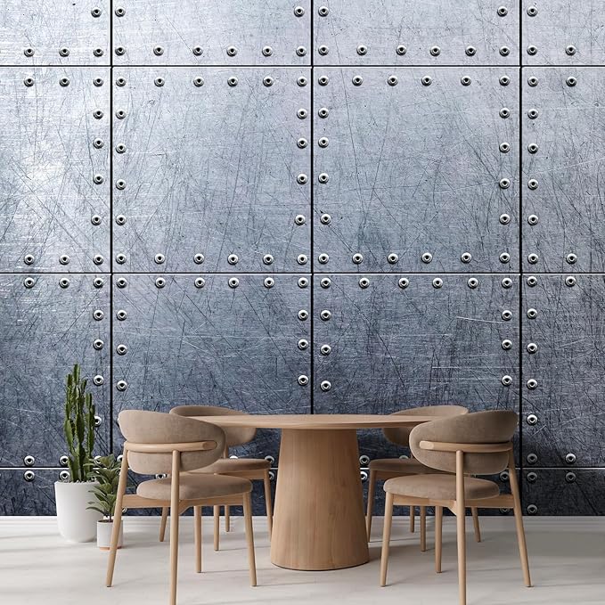 wall26 Wall Sticker/Wall Mural Metal Background, Not Peel and Stick, Non-Woven Wallpaper Decorative for Bedroom, Living Room, Office - 99x96 inches
