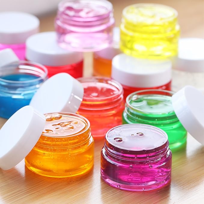 Empty 12 Pack Clear Plastic Storage Favor Jars Wide-mouth Plastic Containers with Lids for Beauty Products, DIY Making or Others (4 oz, White)