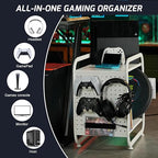 PLKOW Compact Video Game Storage Organizer, Xbox Stand Organizer for Consoles, Controllers, Headphones Xbox/PS5/PS4/Switch Accessories, Video Game Storage Rack, Black - A Great Gift for Gamers (White)