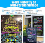 Window Chalk Markers for Cars Glass Washable, 8 Colors Jumbo Liquid Chalk Marker Pens with 10mm 3 in 1 Nib Wide Tip, Chalkboard Markers Car Window Paint Pen for Auto, Mirror, Poster