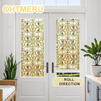 3D Stained Glass Window Privacy Film, Heat Control UV Blocking Static Cling Decorative Window Film for Bathroom,Front Door,Home Non Adhesive,GiltGaze 16.9 x 78.7 inches