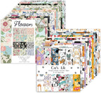 48 Sheets 24 Designs Scrapbook Paper Pad, 6"×6" Single-Sided Decopodge Craft Cardstock Paper,Scrapbooking DIY Decorative Background Cardmaking Supplies.Cat's Life&Flowers