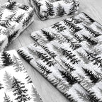 100 Sheets Christmas Tree Tissue Paper, 20x14in Forest Style Wrapping Tissue Watercolor Xmas Tree Art Tissue for Xmas Party Gift Bag Fillers Winter Party Decor (Black)