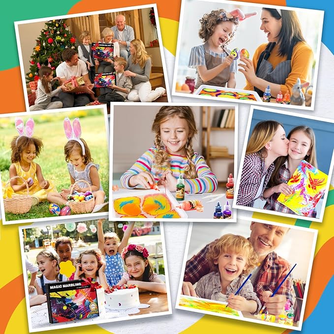 Water Marbling Paint Kit, Arts and Crafts For Kids,Birthday Gifts for Girls Boys 3+Years Old, Toys For Ages 8-13 5-7 3-6, Art Supplies for Kids