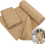 Buryeah 60 Inch x 50 ft Burlap Fabrics Roll Natural Jute Burlap Garden Tree Wrap Outdoor Weed Barrier DIY Fall Halloween Craft Winter Frost Plant Landscape Blankets Cloth for Plant Gardening Shrubs