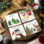Janlaugh 200 Pcs Christmas Paper Cocktail Napkins Disposable 2 Ply Xmas Style Decoupage Beverage Napkins for Xmas Holiday Winter Dinner Table Decor (Classic Style)