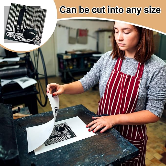 Yeaqee 8 Pcs 6 x 6 Inch Linoleum Block Rubber Carving Block Soft Linocut Blocks Large Linoleum Sheet Unmounted Lino Plates for Engraving Art Project Printmaking Artist Studio Supplies, Gray