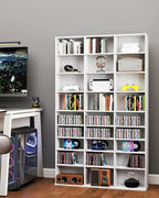 DVD Storage Shelf with Adjustable Shelves, 8-Tier Modern Media Tower for CDs, DVDs, Video Games, DVD Rack Cabinet Organizer for Living Room, Bedroom, Office