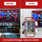 Wigmoa OYO-1 15.8INCH Game Storage Tower - PS5/Xbox Series/Switch Compatible, 18 Disc Organizer with 4 Controller Holder, Red/White