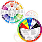 Outus 2 Pcs Color Wheel, Paint Mixing Learning Guide Art Teaching Tool Color Wheels for Makeup Blending Board Chart Mixed Guide Mix Colours(5.5 Inch/ 14 cm)