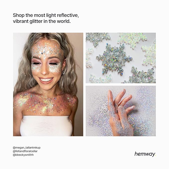 Hemway Polyurethane & Epoxy Glitter Metallic Crystal Flake Additive for Flooring, Jewellery Making, Tumblers and Resin 100g / 3.5oz - Ultrafine (1/128" 0.008" 0.2mm) - Silver Holographic