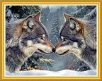 Hopeart Stamped Cross Stitch Kits for Beginner Embroidery Kits for Beginners Adults DIY 11CT Cross Stitch Patterns Needlepoint Kits Crossstitching Kits-Couple Wolf 16x20 inch