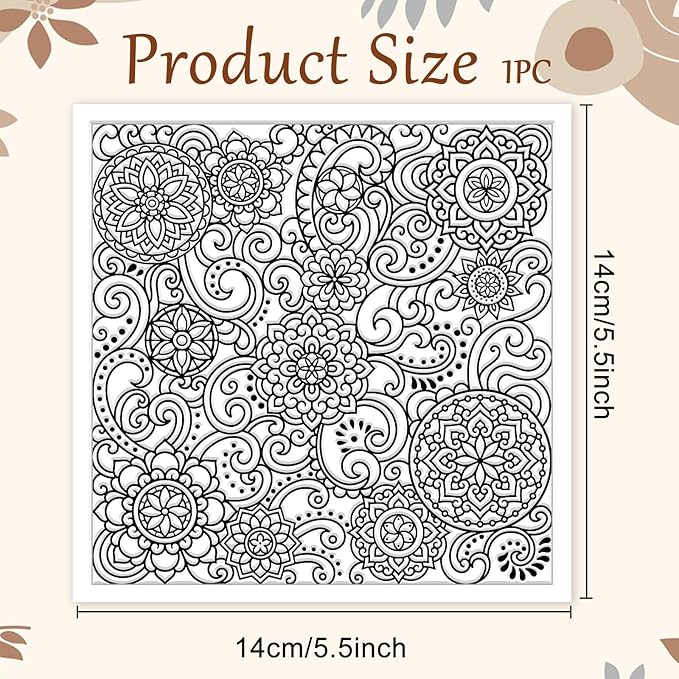 CHGCRAFT Mandala Polymer Clay Texture Sheets Scroll Pattern Silicone Texture Stamp Clay Texture Mat Modeling Pattern Pad Sheets for Jewelry and Earrings Tools, 5.5x5.5 inch