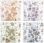 4Pcs Girl Pre-Cut Sticker Books, PET and Washi Designs for Scrapbooking, Journaling Supplies, Junk Journal Ephemera, Includes Organizer