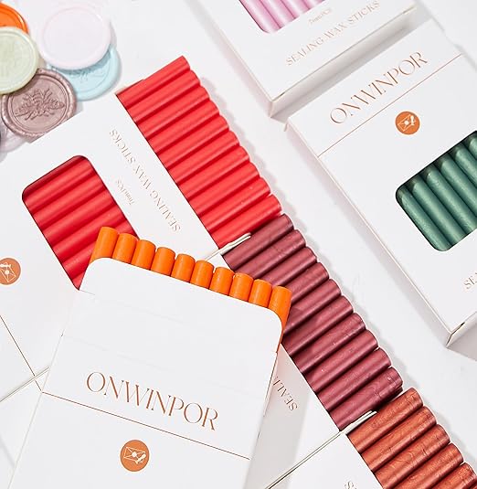Wax Seal Sticks Red, ONWINPOR 20pcs Glue Gun Wax Sealing Sticks for Wax Seal Stamp, Mini Wax Seal Gun Sticks Suit to 0.28'' Glue Gun, Wedding Invitations (Bright Red)