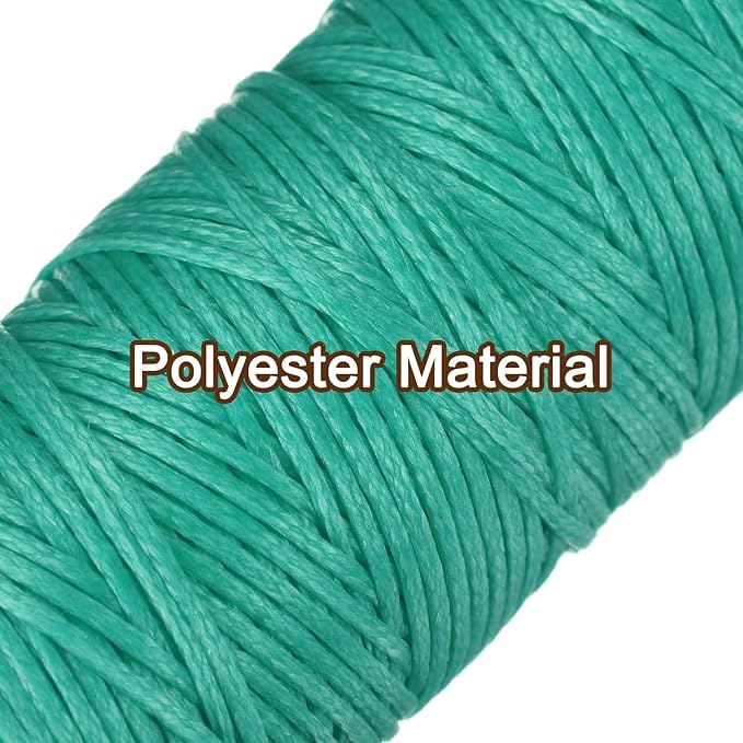 uxcell Leather Sewing Waxed Thread, 55 Yards / 50m 0.8mm 150D Flat Polyester All-Purpose Threads for Leather Crafts, Bookbinding, Turquoise