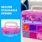 Bins & Things Bead Organizer with Adjustable Compartments - Durable Toy Organizers and Storage Solution for Dolls, Crafts, Mini Toy Figures, Jewelry and Beads - 3 Tier, 18 Compartments