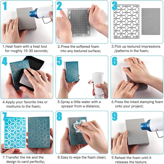5 Pcs Moldable Foam Block - Grey, Acrylic Stamp Block, Dry Foam Stamp Pad for Sculpture, Modeling, DIY Arts and Handicrafts Projects