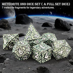 Haxtec Metal DND Dice Set Polyhedral D&D Dice Compatible with Dungeons and Dragons Gift TTRPG Black Green Metal Dice