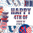 Washi Tape 12 Rolls Washi Tape Set Patriotic Packing Tape American Flag Washi Masking Tape Decorative Paper Stickers Decorative Tape for Gifts Wrapping DIY Art Crafts