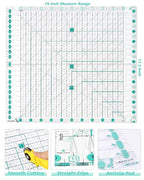 Quilting Ruler for Precise Fabric Cutting 11.5" x 10.5" Quilt Rulers Quilting Sewing Tools Slotted Rulers for Accurate Measurements and Easy Cutting Fabrics Green