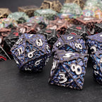 Haxtec Metal DND Dice Set Polyhedral D&D Dice Compatible with Dungeons and Dragons Gift TTRPG Black Blue Glitter Metal Dice