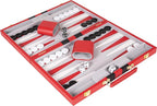 Backgammon Set 15 inch, Medium - Classic Board Game for Adults and Kids with Premium Leather Case - Includes Strategy & Tip Guide (Red)