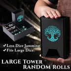 Dice Tray and Dice Tower for DND and RPG - All-in-One Game Roamer Tray & Large Tower for Random Rolls - Stores Your Sets, Mini's and More Compatible with D&D (Blue Tree)