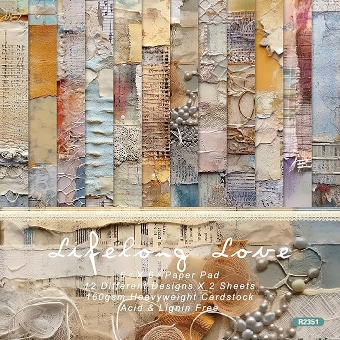 YASMEN 6"x6" Scrapbook Paper Pad - 24 Sheets of Patterned Cardstock for Card Making, Scrapbooking, Junk Journal, DIY Gift Cards - Single-Sided Decopodge Decorative Craft Paper
