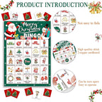 Christmas Bingo Game Cards, 24 Players Christmas Bingo Game for Teens Adults, Xmas Games Supplies for Family Outdoors Xmas Party Favors Supplies Decorations